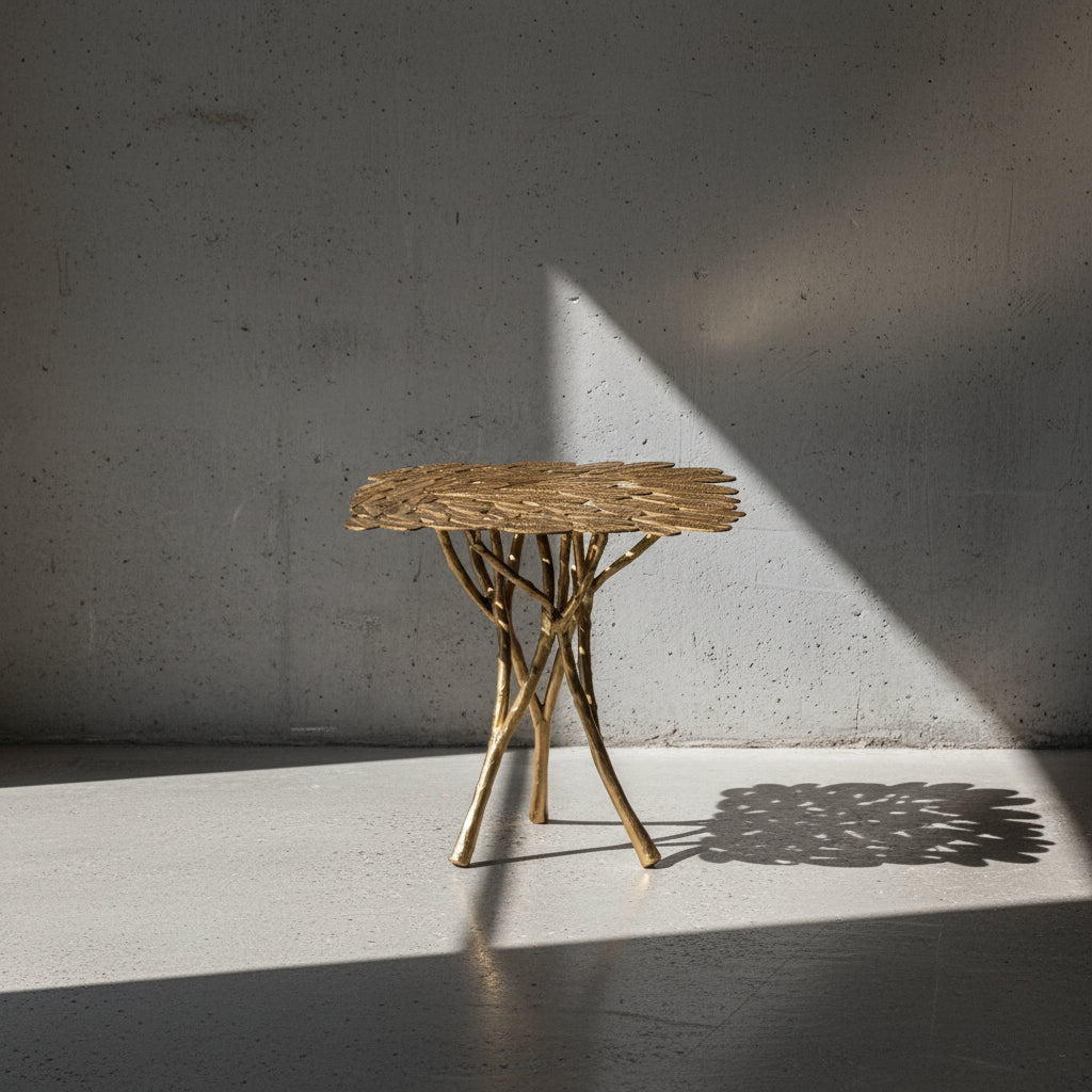 Table Champa Leaf Swirl Gold