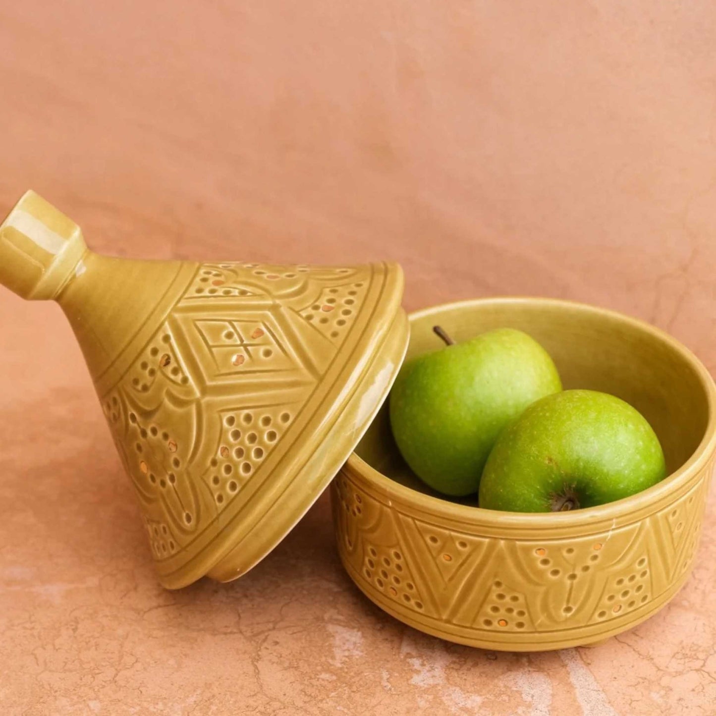 Medium Tajine Box Impression Gold Ceramic