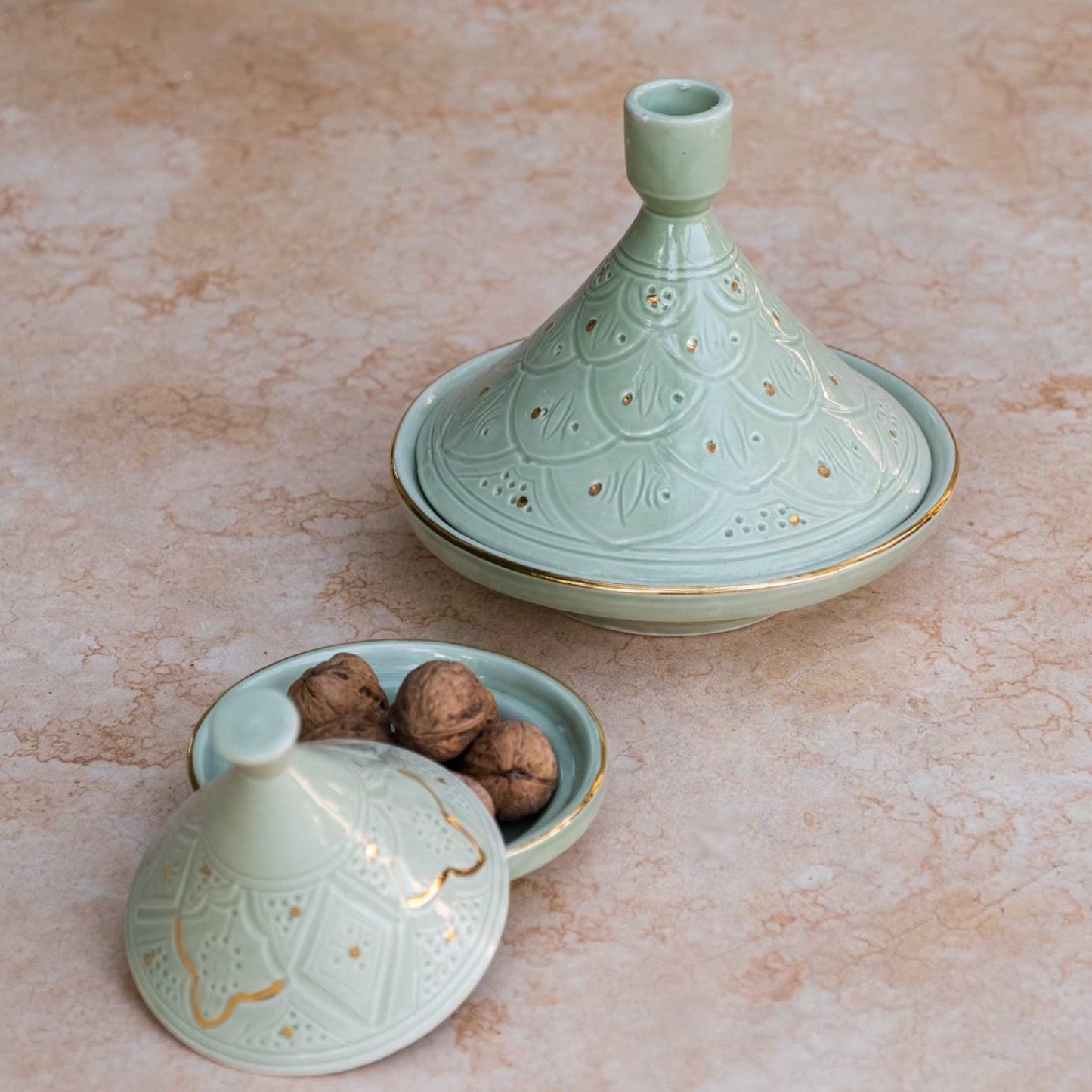 Medium Ceramic Tajine Impression Gold