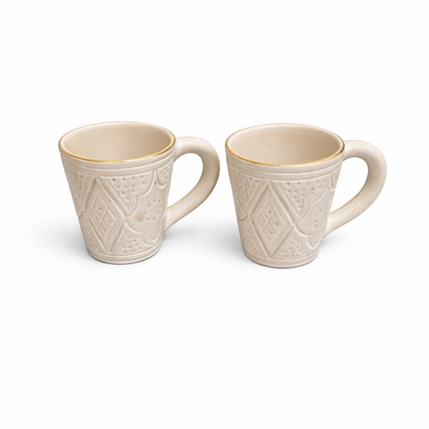 Small Ceramic Mug Gold Impression Set of 2