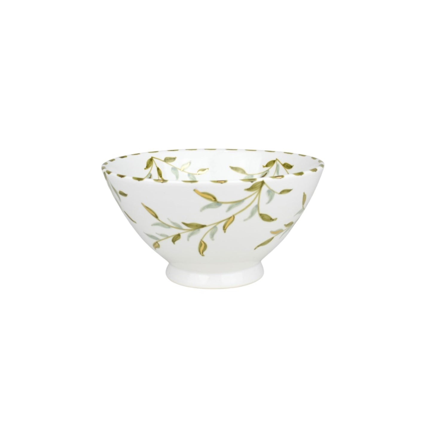 Conical Bowl Leaves Gold Ceramic