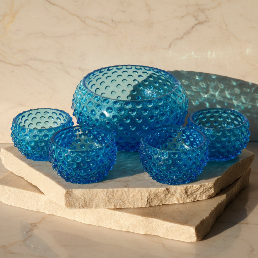 Azure Hobnail Bowl Small Set of 4