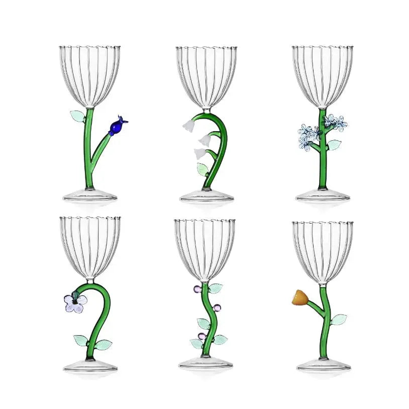 Botanica Optical Stemmed Glass Light Blue Flower Ichendorf