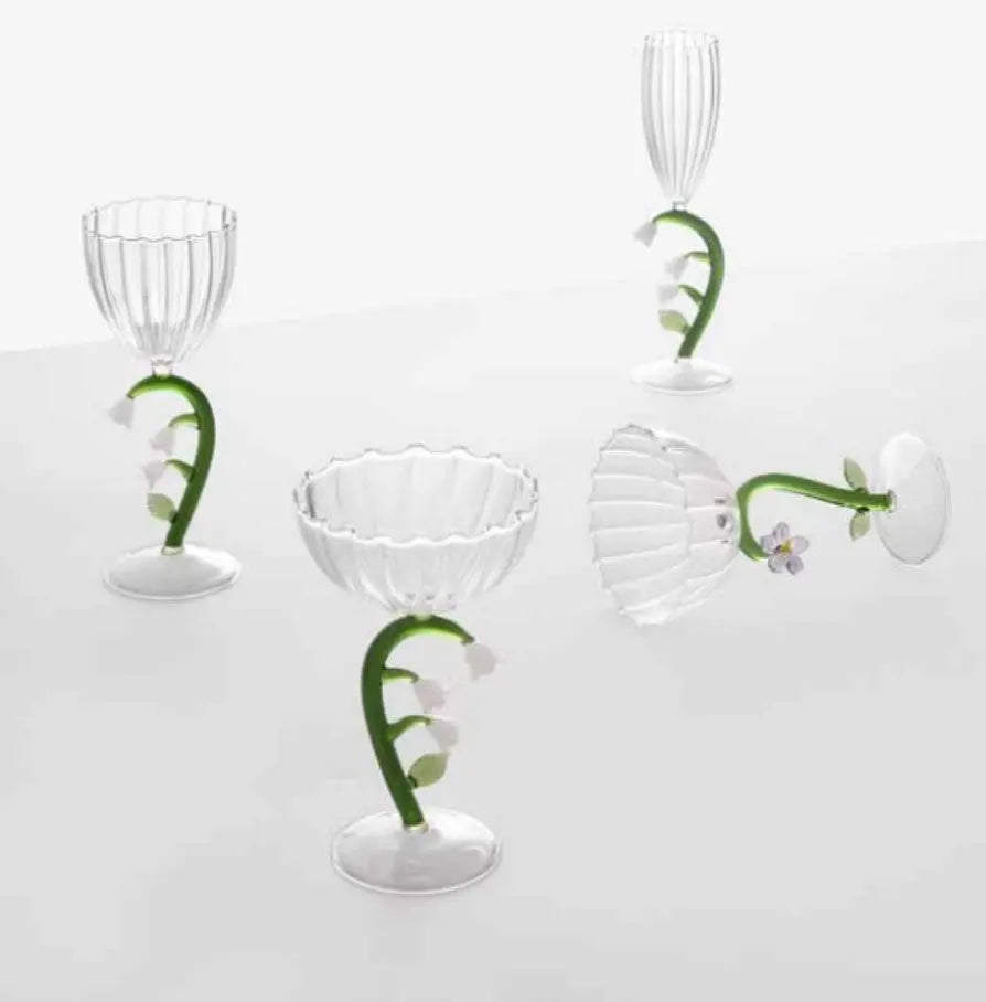 Botanica Optical Stemmed Glass Lilac Flower Ichendorf