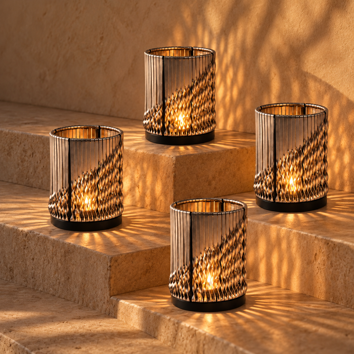 Tea Light Twist Weaving Silver Set