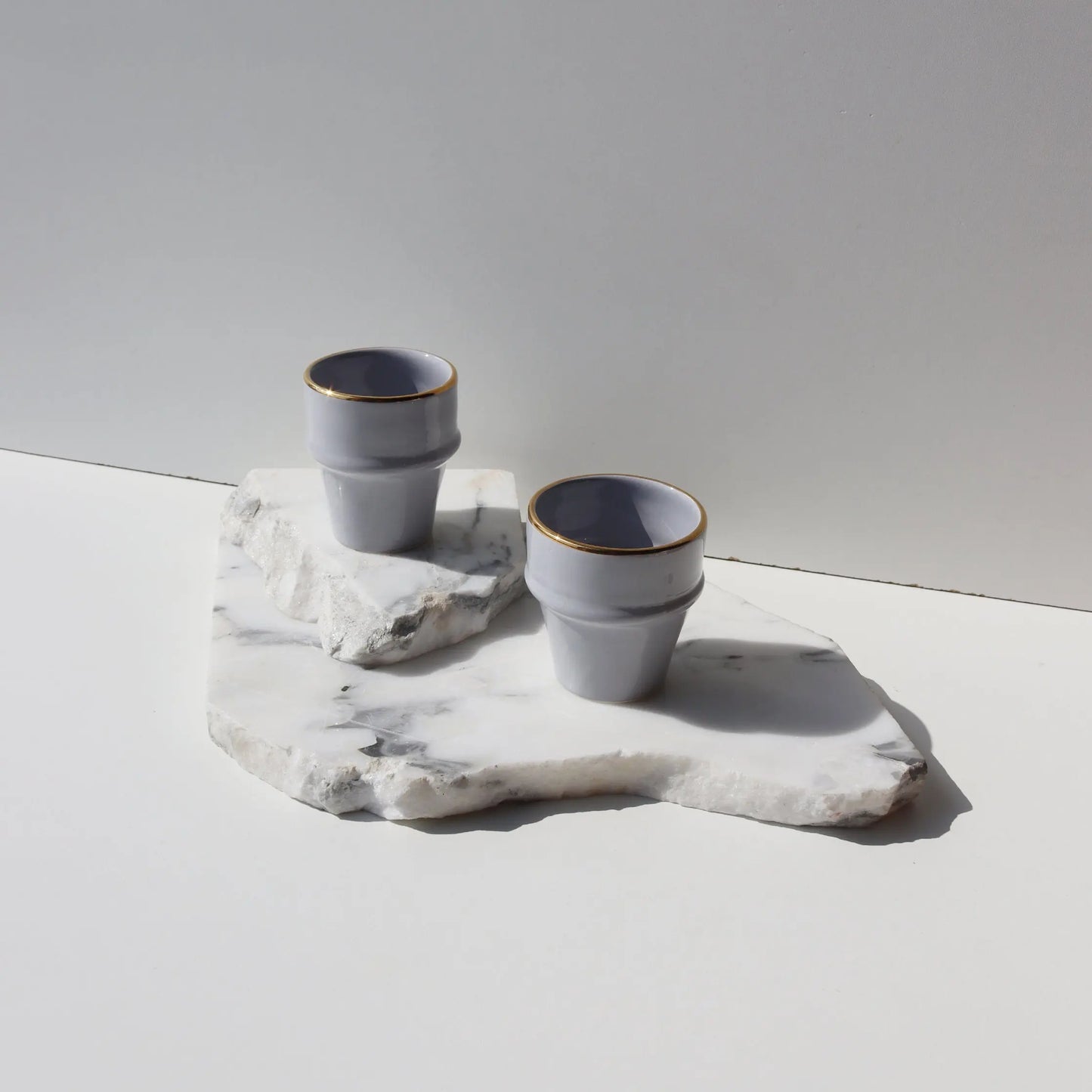 Espresso Cup Azza Plain Grey Gold Ceramic Chabi Chic