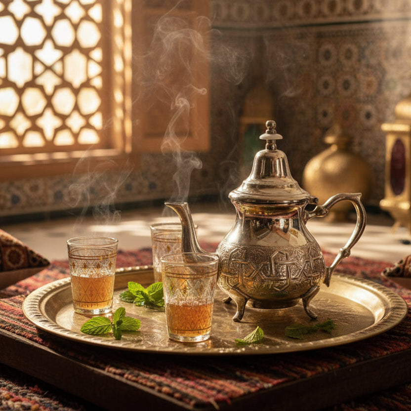 إبريق شاي مغربي فضي