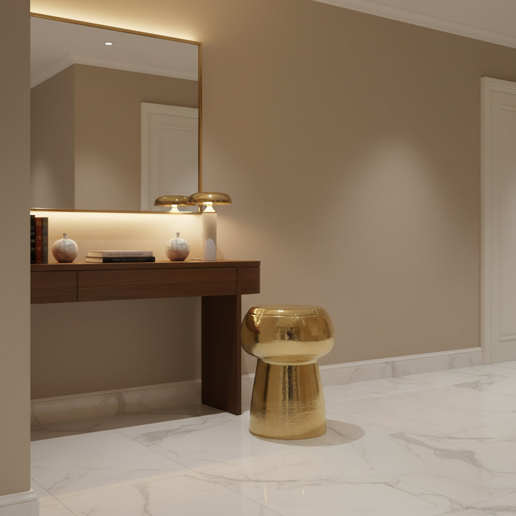 Hammered Polished Brass-Stool