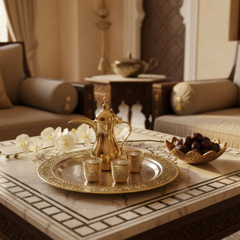Arabic Engraved Round Brass Tray
