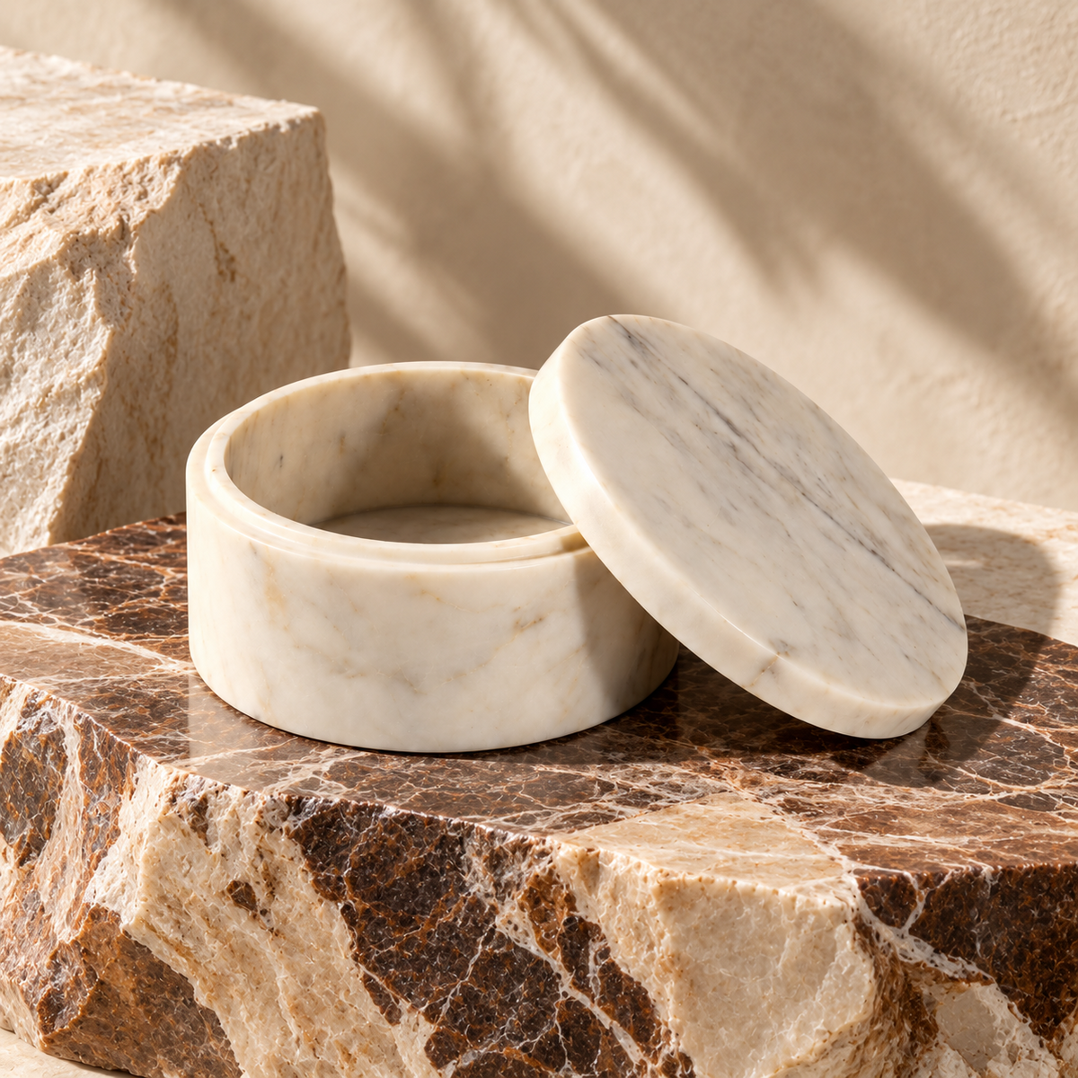Medium White Marbleous Canister