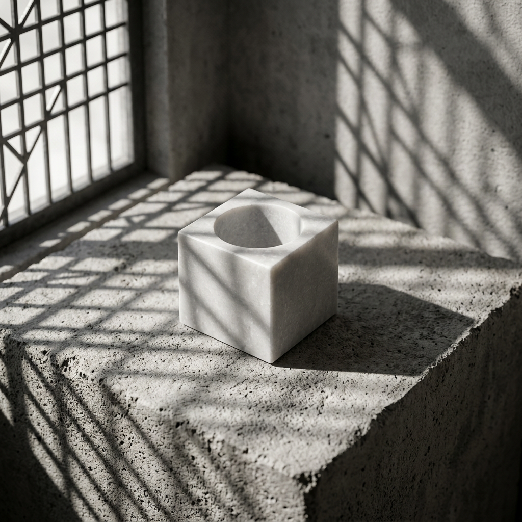 White Marbleous T-Light Holder