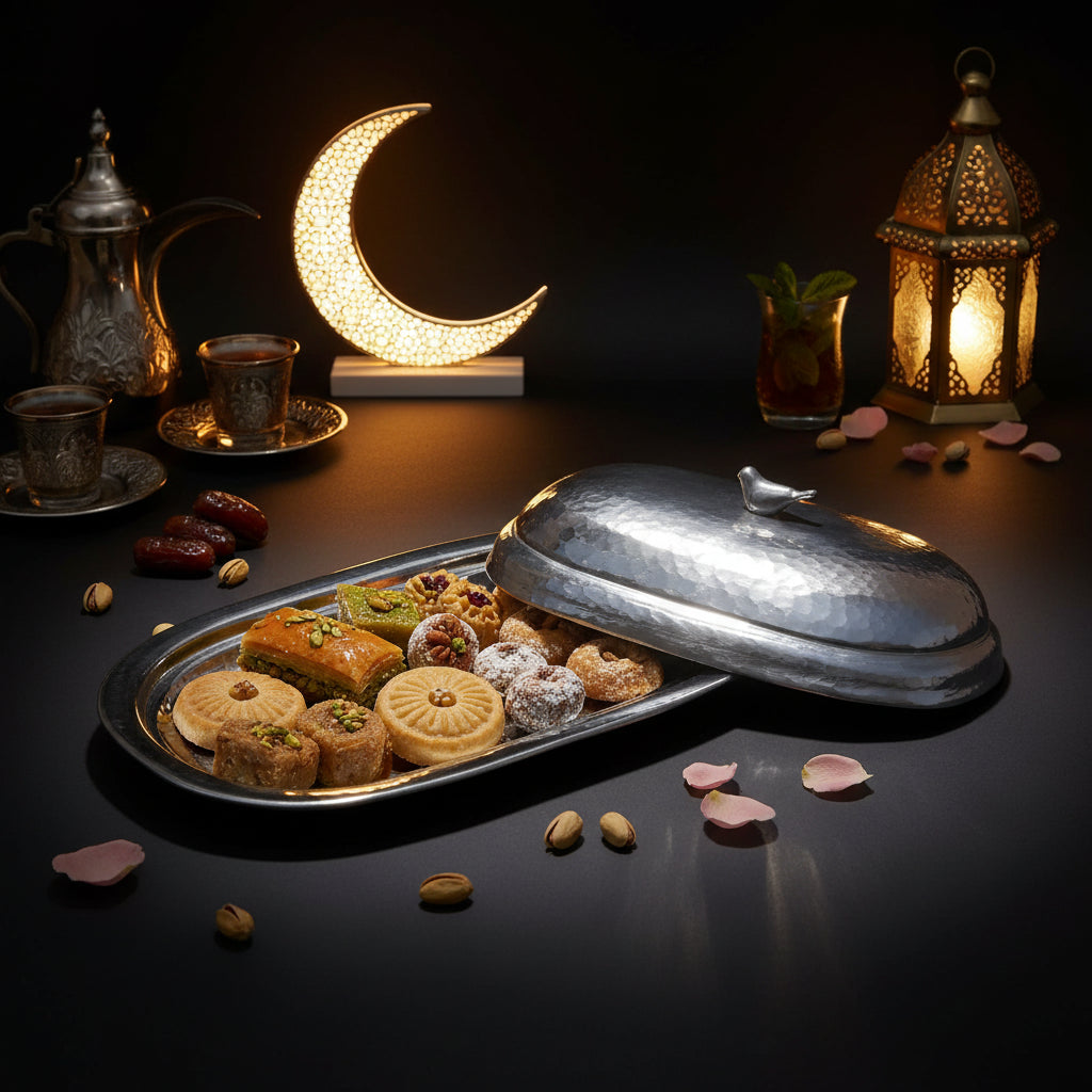 Plate With Bird Handle Cover Silver