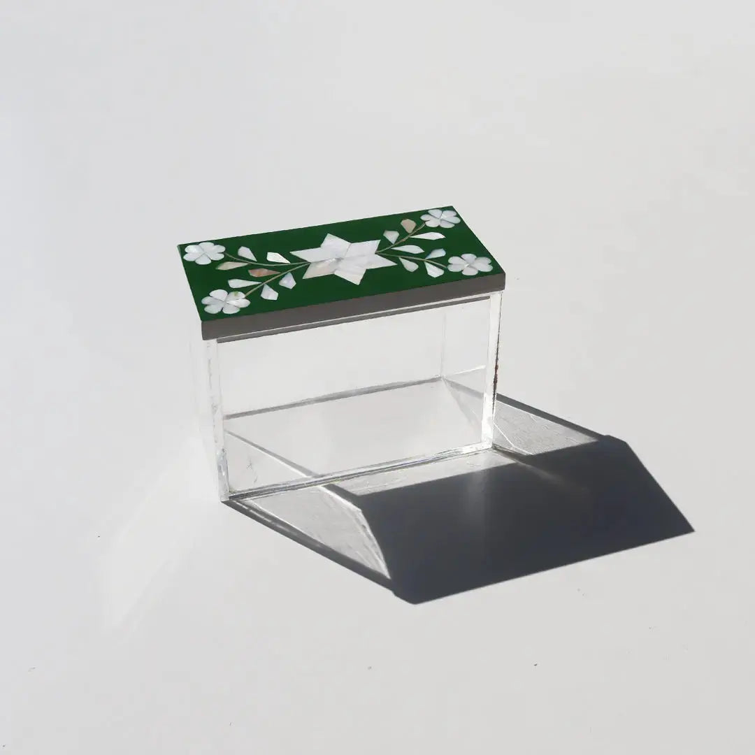 Rectangular Green Plexi Box Sadaf Floral Bundle Fast Bundle