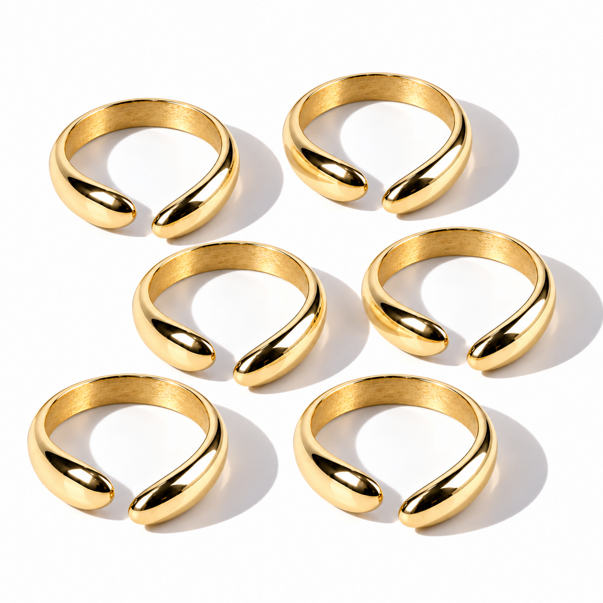 Napkin Ring Gold Classic Band Set of 6