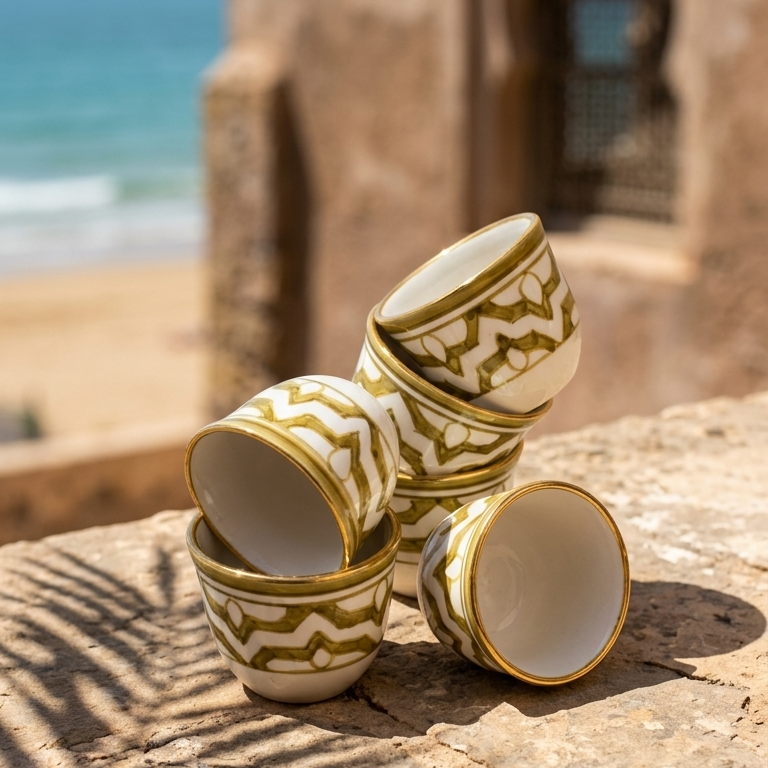 Arabic Coffee Cup Fassia Khaki Set of 6