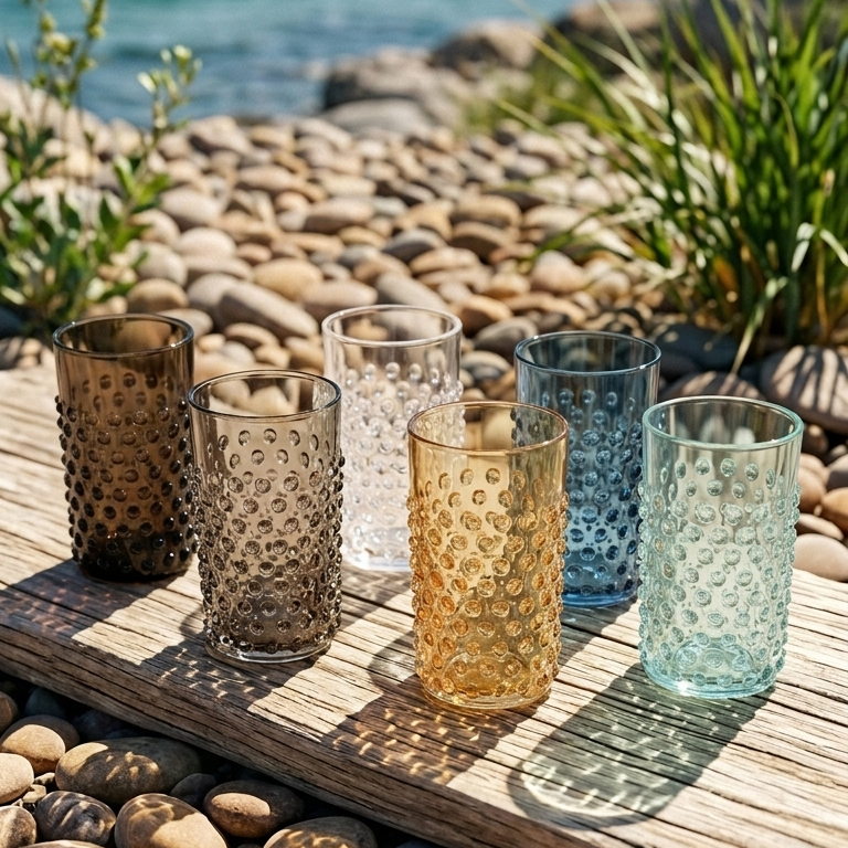 Hobnail Tumblers Underlay Black Smoke Set of 6