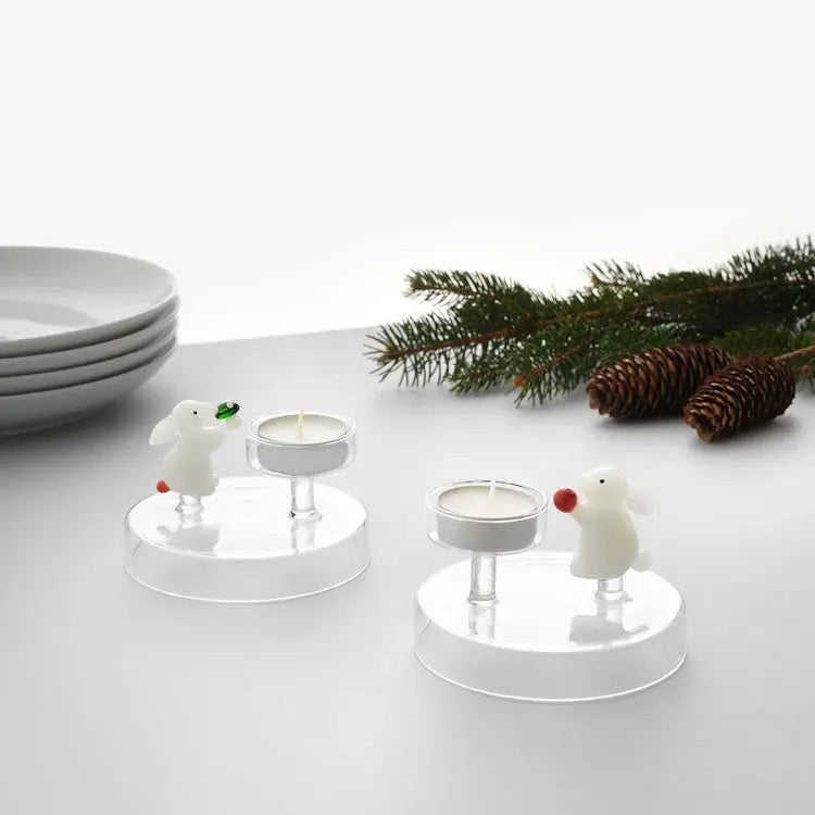 Tealight White Rabbit with Green Mushroom - Pieces SA
