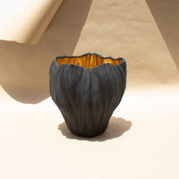 Load image into Gallery viewer, Ceramic Vase Gold Black Medium
