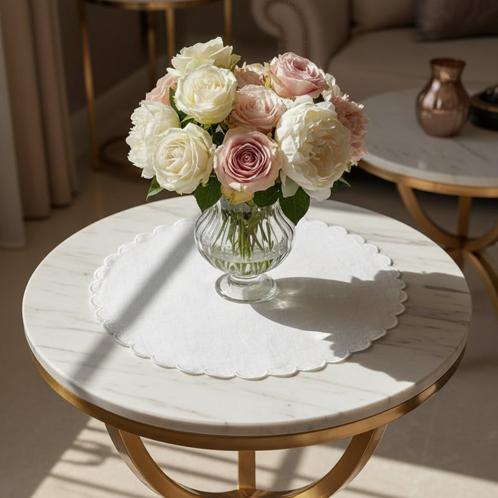Linen Tray Cloth Round Large Tableware Pieces