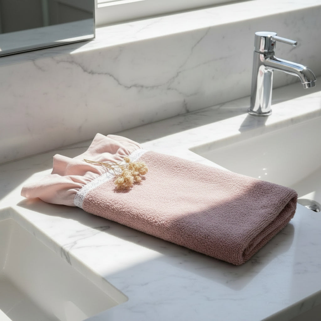 Guest Towel Pink With Chiffon - Pieces SA