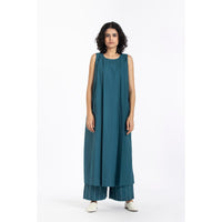 Load image into Gallery viewer, Two Pleat Dress with Embroidered High Waist Pant
