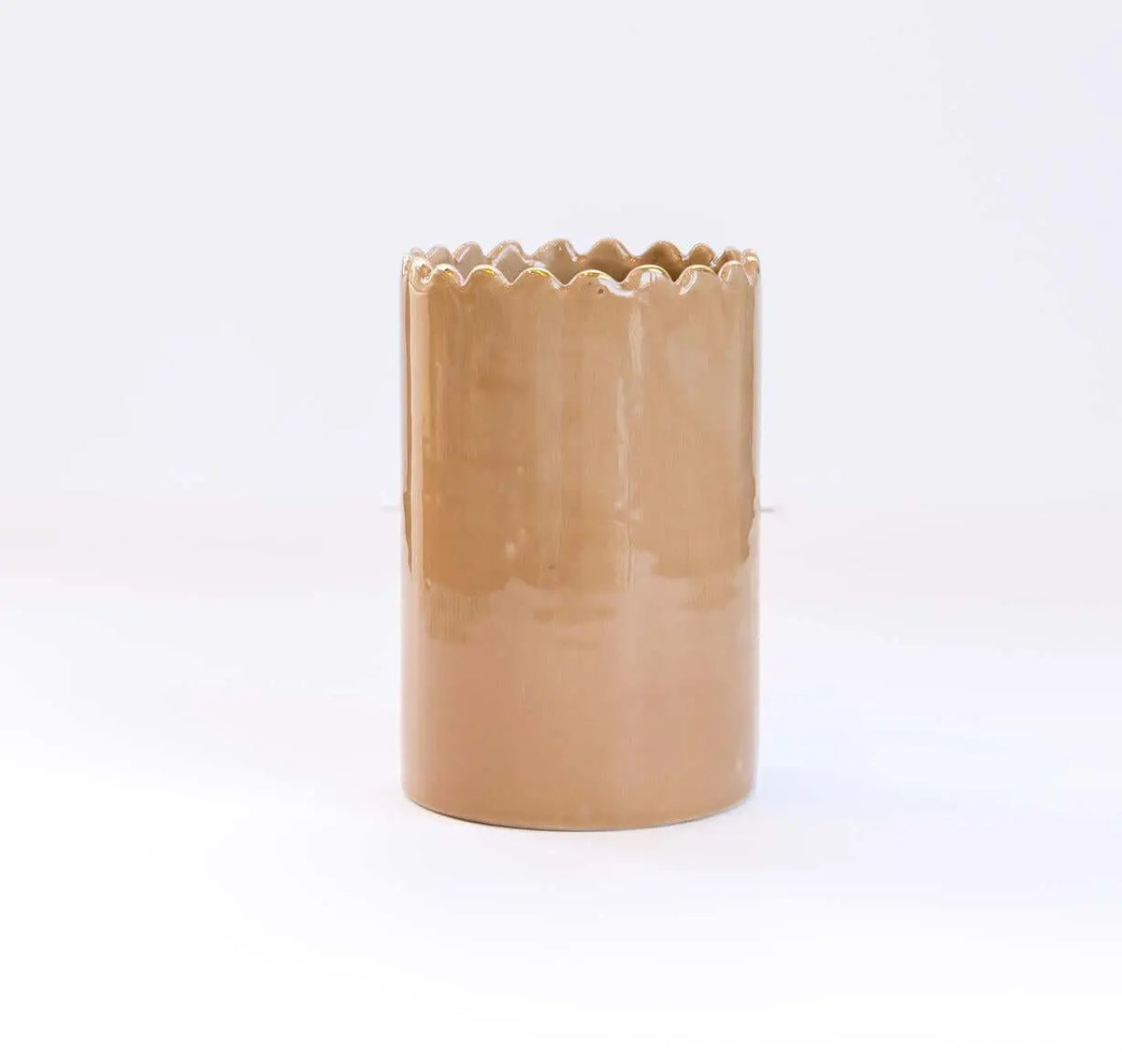 Large Right Vase Pot Tazza Sand Gold Ceramic - Pieces SA