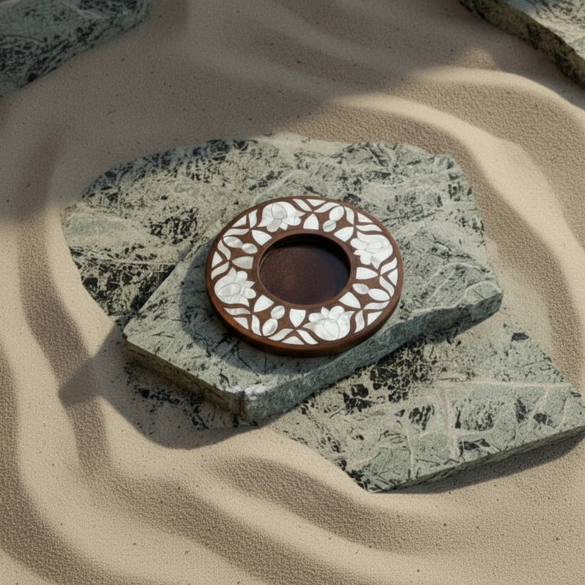 Wood Coaster with Sadaf Inlay - Pieces SA