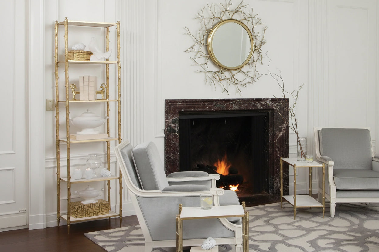 Arbor Etagere Brass and White Marble Furniture Pieces