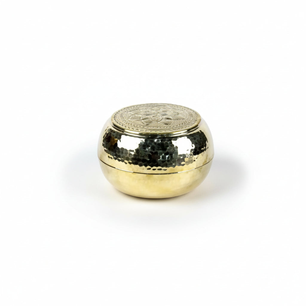 Gold Brass Box with Engraved Top - Pieces SA