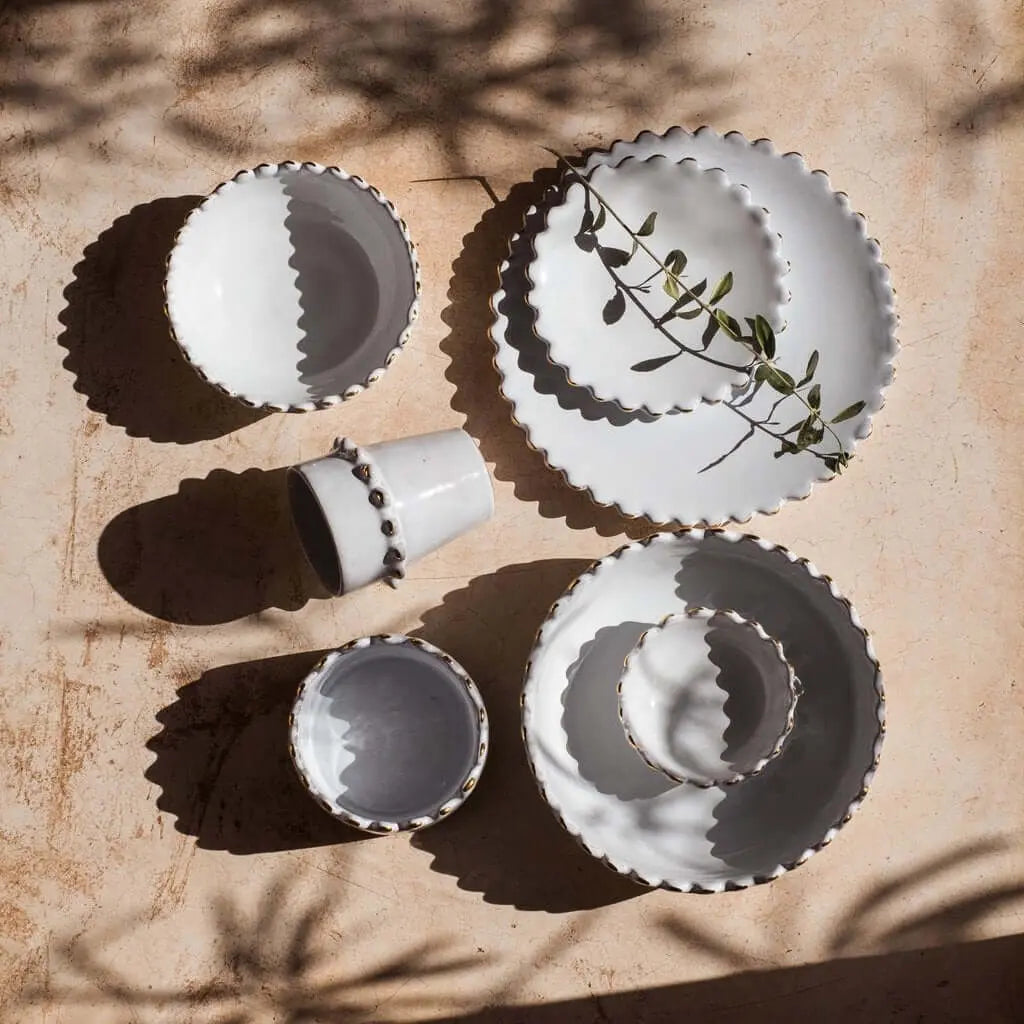 Large Bowl Tazza White Gold Ceramic - Pieces SA