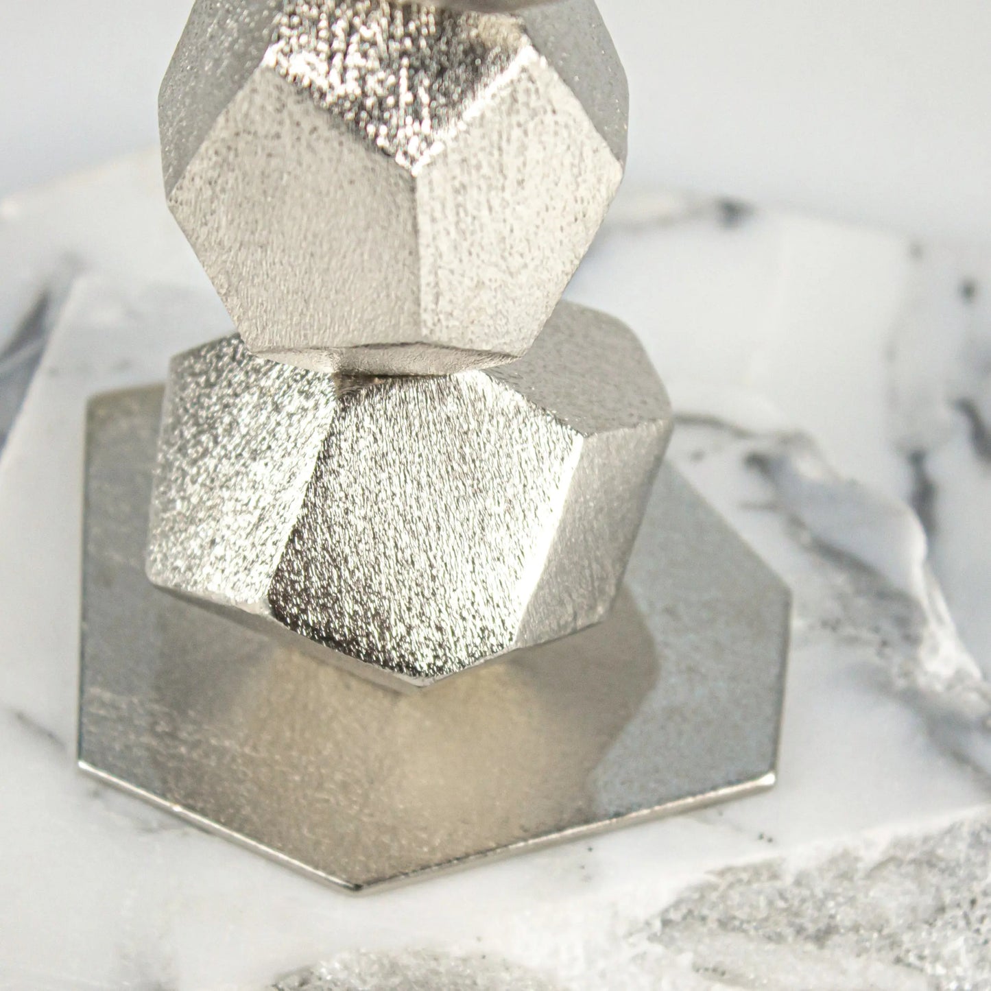 Candle Stand Uneven Facetes Nickel Devi