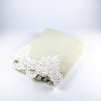 Load image into Gallery viewer, Bath Towel Beige with Spring Lace
