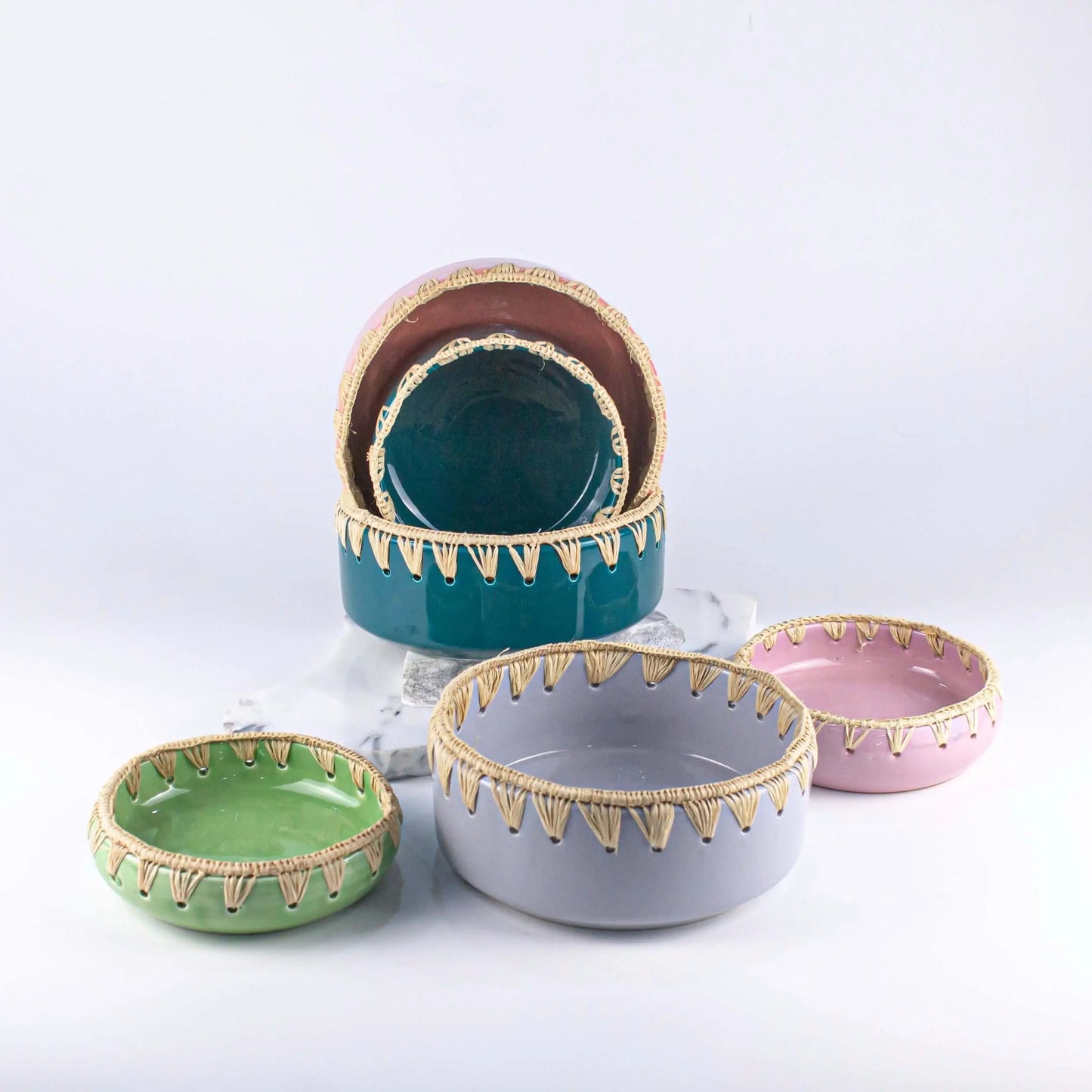 Raffia Bowl Old Pink - Pieces SA