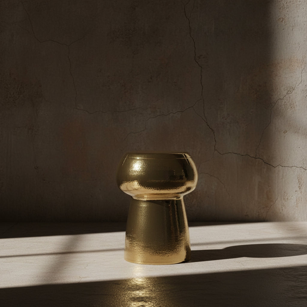 Hammered Polished Brass-Stool - Pieces SA
