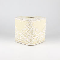 Load image into Gallery viewer, Tissue Box Square Yellow with White Lace

