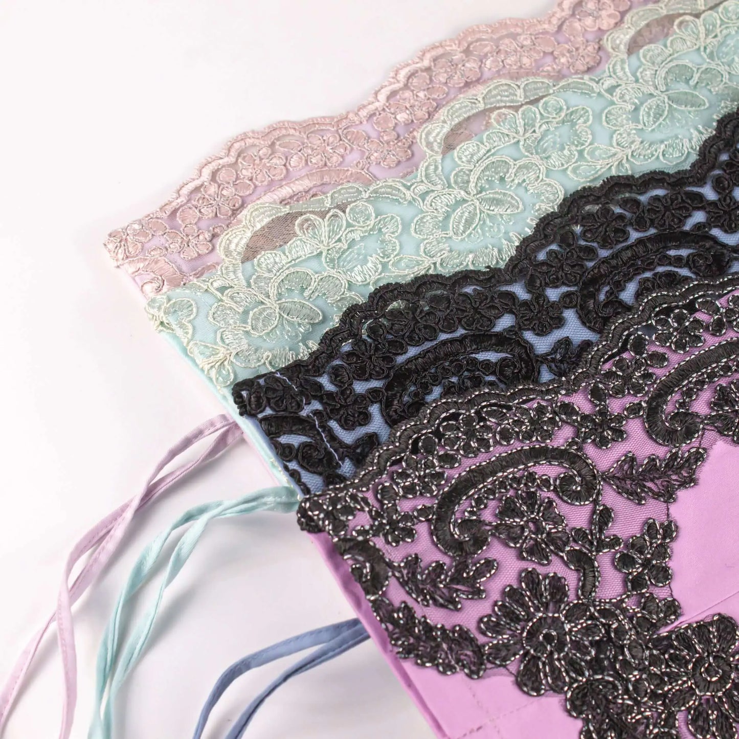 Soft Tissue Cover Purple with Black Lace Pieces Line