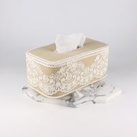 Load image into Gallery viewer, Tissue Box Long Beige with White Lace
