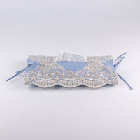 Load image into Gallery viewer, Soft Tissue Cover Blue with Silver Lace
