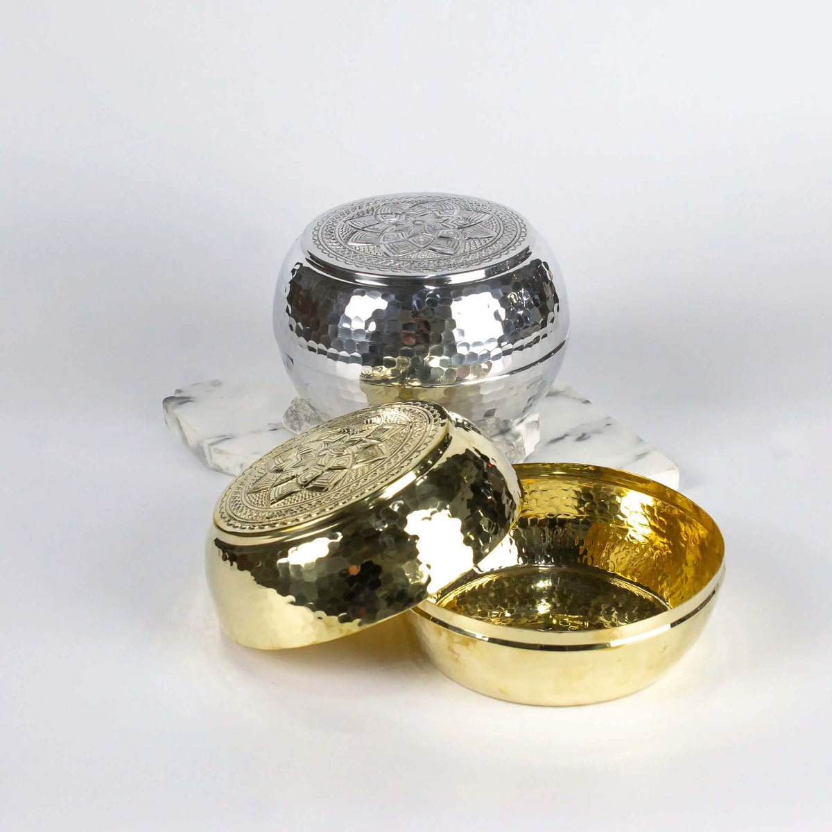 Gold Brass Box with Engraved Top - Pieces SA
