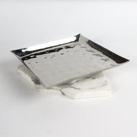 Load image into Gallery viewer, Hammered Silver Snacks Platter Set
