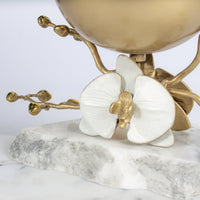 Load image into Gallery viewer, Mubkhar Orchid Branch Gold Bowl White Flower
