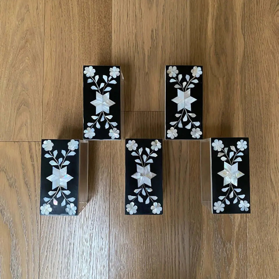 Rectangular Black Plexi Box Sadaf Floral Pattern - Pieces SA