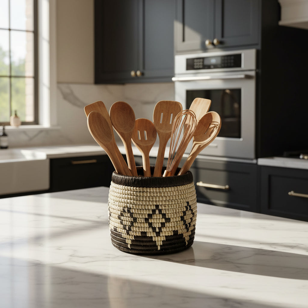 Black & White Kitchen Utensil Holder