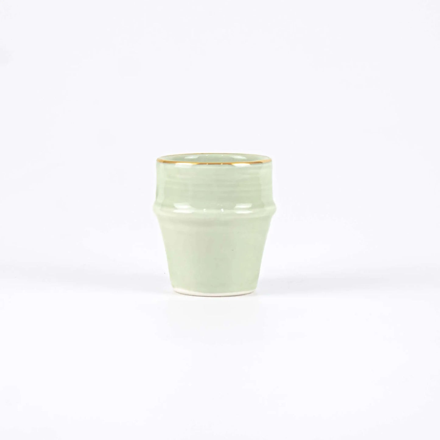 Espresso Cup Azza Plain Green Almond Gold Ceramic - Pieces SA