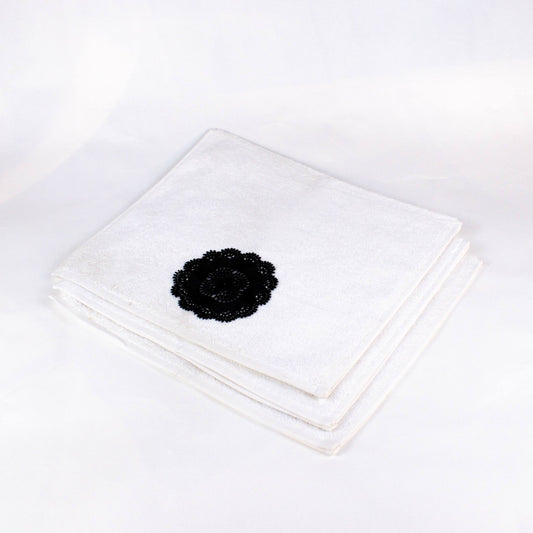Face Towel White Black Lace Set of 3