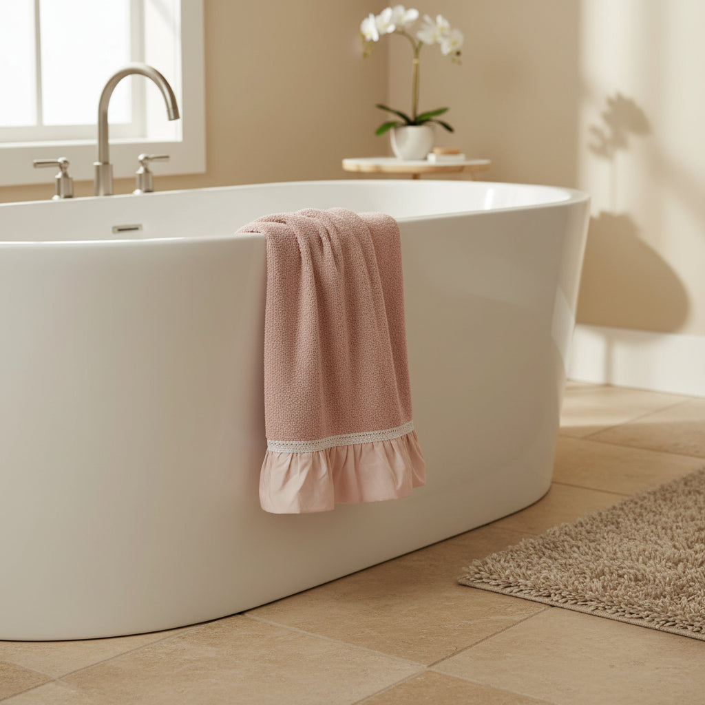 Guest Towel Pink With Chiffon
