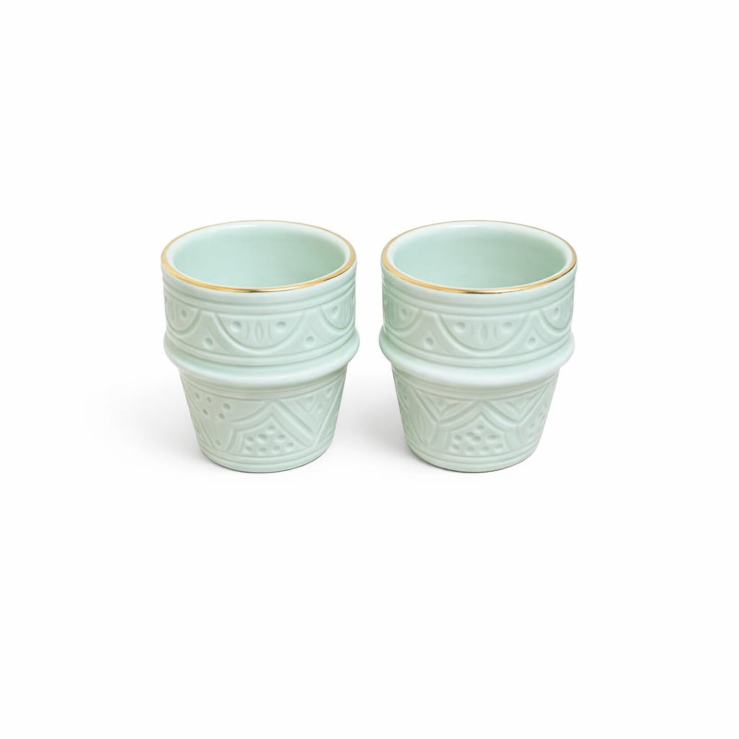 Espresso Ceramic Cup Impression Gold Set of 2