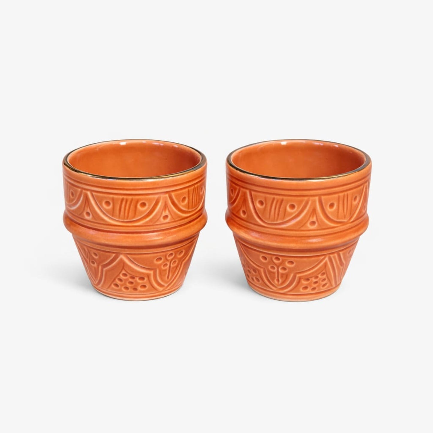 Espresso Ceramic Cup Impression Gold Set of 2