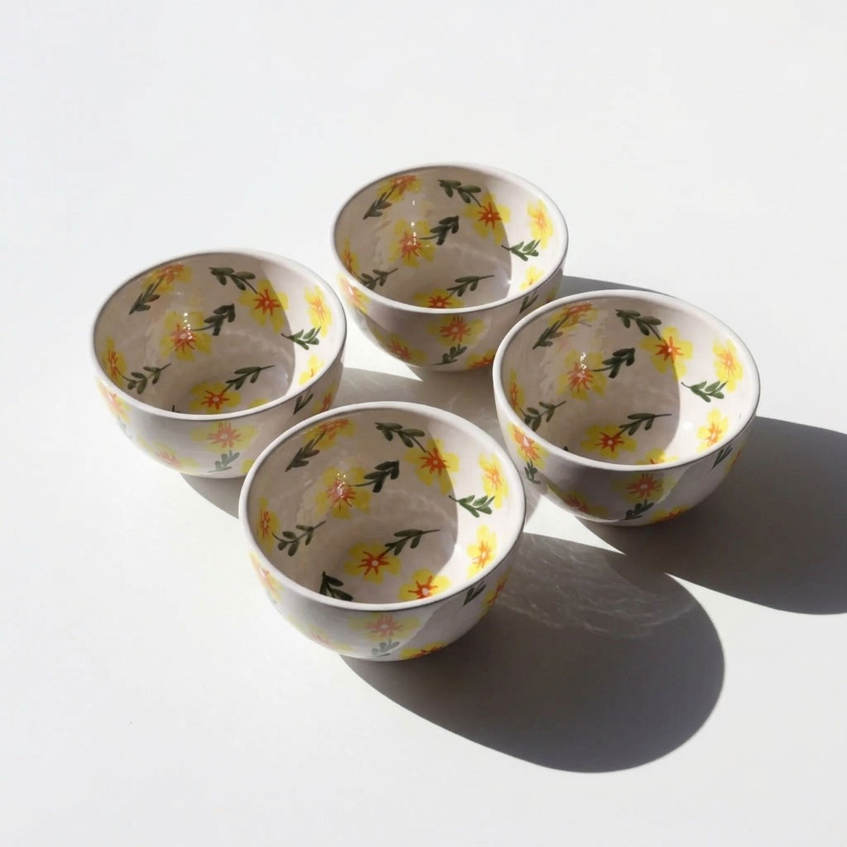 Yellow Flowers Salad Bowl Set of 4