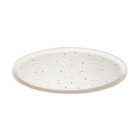 Large Oval Tray Impression Gold Ceramic